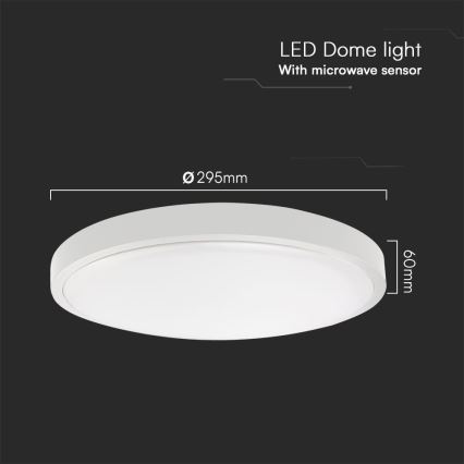 Iluminação de teto para casa de banho LED com sensor SAMSUNG CHIP LED/18W/230V IP44 3000K diâmetro 29 cm branco + comando