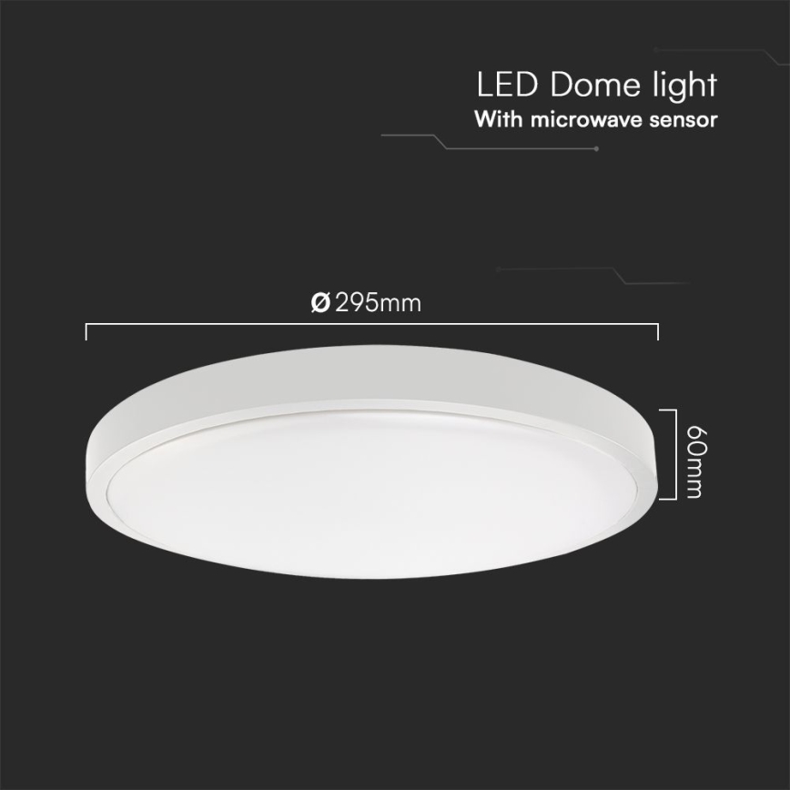 Iluminação de teto para casa de banho LED com sensor SAMSUNG CHIP LED/18W/230V IP44 3000K diâmetro 29 cm branco + comando