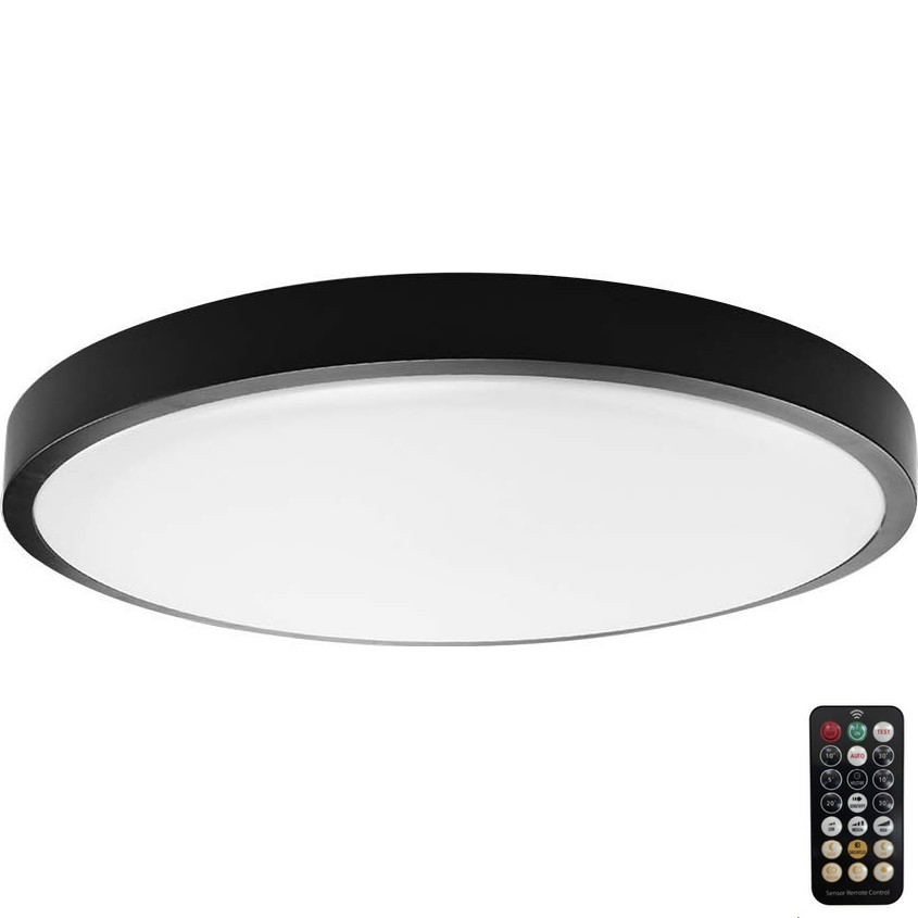 Iluminação de teto para casa de banho LED com sensor LED/24W/230V 4000K IP44 preto + comando