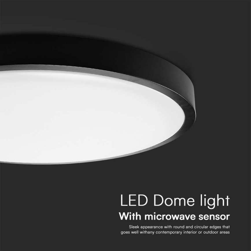 Iluminação de teto para casa de banho LED com sensor LED/24W/230V 4000K IP44 preto + comando