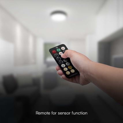 Iluminação de teto para casa de banho LED com sensor LED/24W/230V 4000K IP44 preto + comando