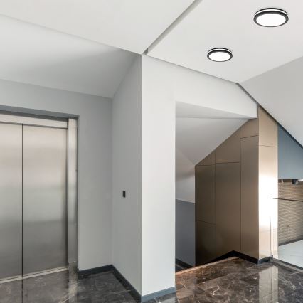 Iluminação de teto para casa de banho LED com sensor LED/24W/230V 3000/4000/6500K IP65 diâmetro 30 cm preto + comando