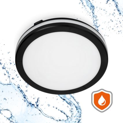 Iluminação de teto para casa de banho LED com sensor LED/24W/230V 3000/4000/6500K IP65 diâmetro 30 cm preto + comando