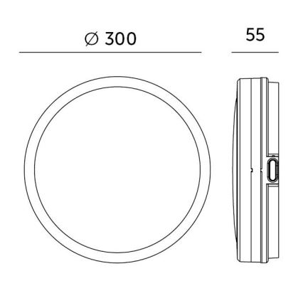 Iluminação de teto para casa de banho LED com sensor LED/24W/230V 3000/4000/6500K IP65 diâmetro 30 cm preto + comando