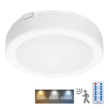 Iluminação de teto para casa de banho LED com sensor NAIROS LED/12W/230V IP65 3000/4000/6500K diâmetro 20 cm branco + comando