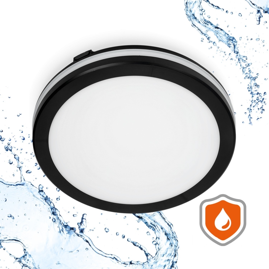 Iluminação de teto para casa de banho LED LED/18W/230V 3000/4000/6500K IP65 diâmetro 30 cm preto