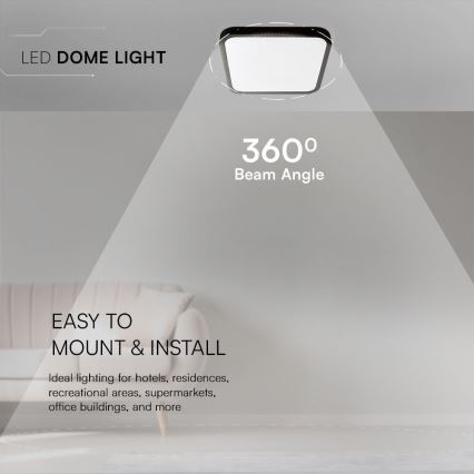 Iluminação de teto para casa de banho LED SAMSUNG CHIP LED/48W/230V IP44 4000K 42x42 cm preto