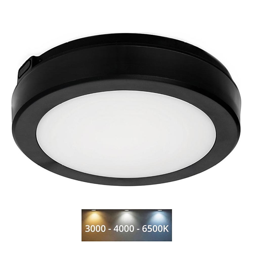 Iluminação de teto para casa de banho LED NAIROS LED/12W/230V 3000/4000/6500K IP65 diâmetro 20 cm preto