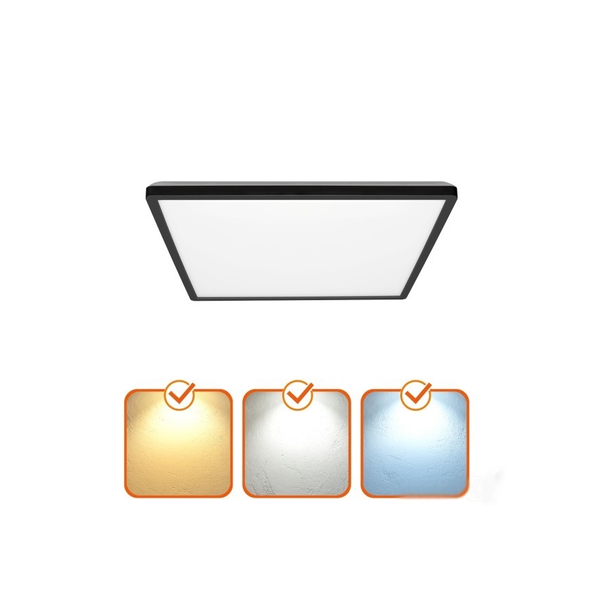 Iluminação de teto para casa de banho LED NIVERA LED/12W/230V IP54 3000/4000/6000K 22,5x22,5 cm preto