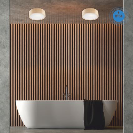 Iluminação de teto para casa de banho NATURAL 2xE27/15W/230V IP54 pinho ø 27 cm - FSC certificado