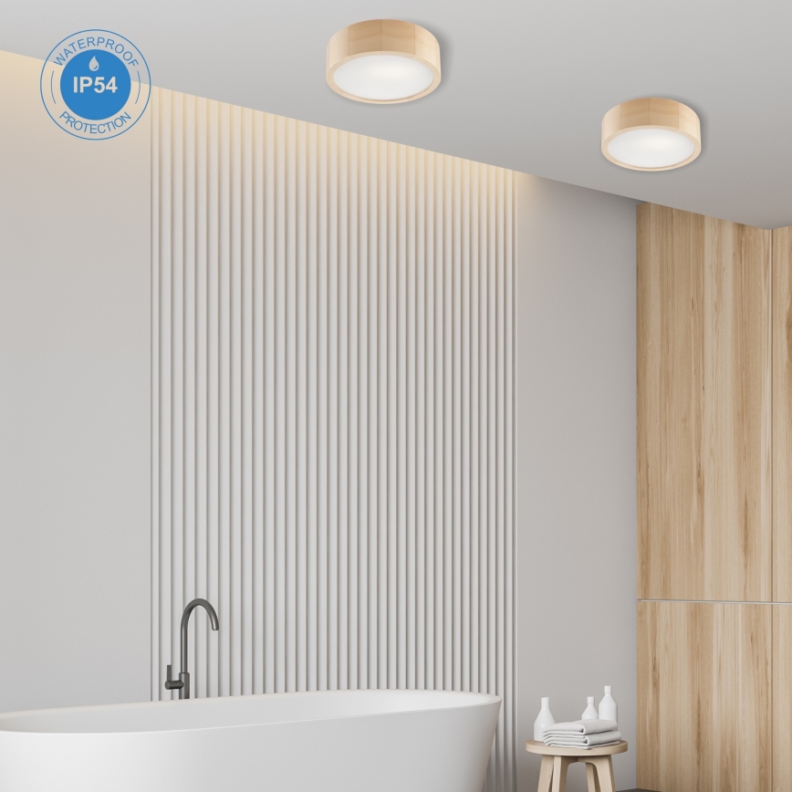 Iluminação de teto para casa de banho NATURAL 2xE27/15W/230V IP54 pinho ø 27 cm - FSC certificado