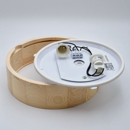 Iluminação de teto para casa de banho NATURAL 2xE27/15W/230V IP54 pinho ø 27 cm - FSC certificado