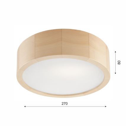 Iluminação de teto para casa de banho NATURAL 2xE27/15W/230V IP54 pinho ø 27 cm - FSC certificado