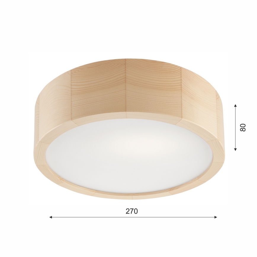 Iluminação de teto para casa de banho NATURAL 2xE27/15W/230V IP54 pinho ø 27 cm - FSC certificado