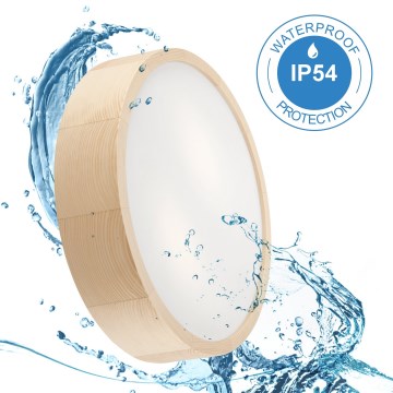 Iluminação de teto para casa de banho NATURAL 3xE27/15W/230V IP54 pinho ø 37 cm - FSC certificado