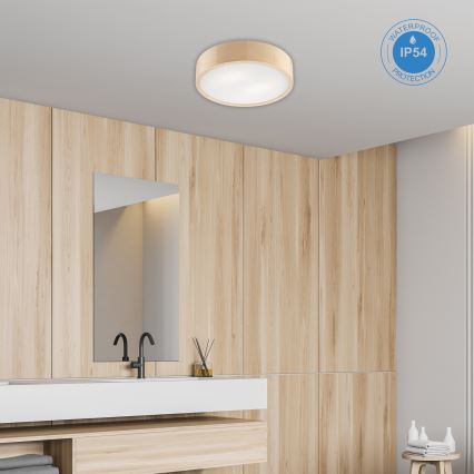 Iluminação de teto para casa de banho NATURAL 3xE27/15W/230V IP54 pinho ø 37 cm - FSC certificado