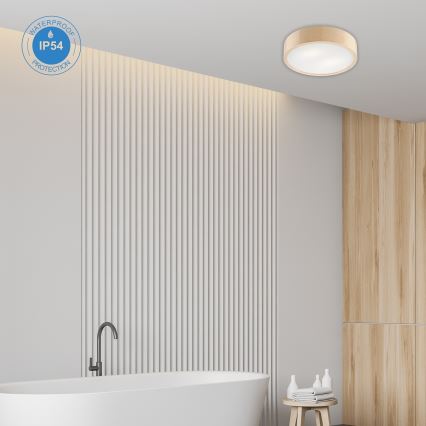 Iluminação de teto para casa de banho NATURAL 3xE27/15W/230V IP54 pinho ø 37 cm - FSC certificado
