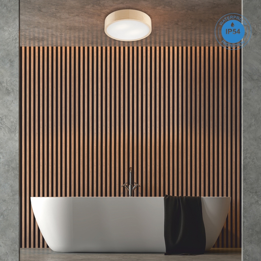 Iluminação de teto para casa de banho NATURAL 3xE27/15W/230V IP54 pinho ø 37 cm - FSC certificado