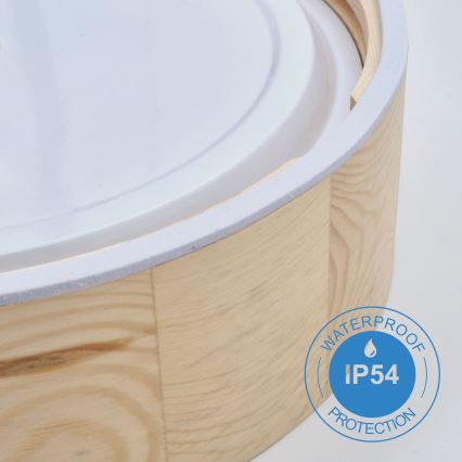 Iluminação de teto para casa de banho NATURAL 3xE27/15W/230V IP54 pinho ø 37 cm - FSC certificado