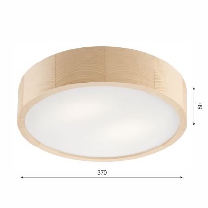 Iluminação de teto para casa de banho NATURAL 3xE27/15W/230V IP54 pinho ø 37 cm - FSC certificado
