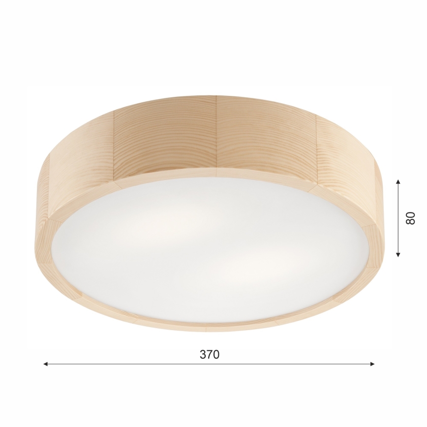 Iluminação de teto para casa de banho NATURAL 3xE27/15W/230V IP54 pinho ø 37 cm - FSC certificado