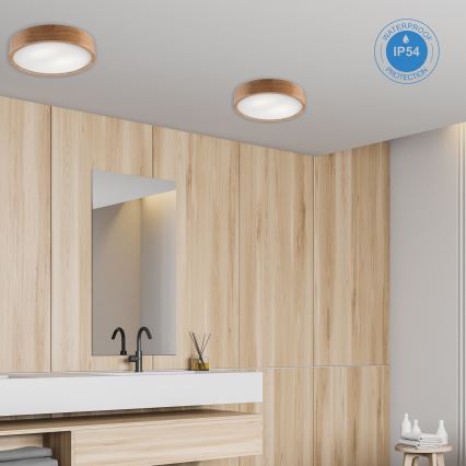 Iluminação de teto para casa de banho OAK 3xE27/15W/230V carvalho ø 37 cm IP54 - FSC certificado