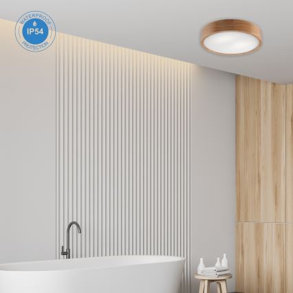 Iluminação de teto para casa de banho OAK 3xE27/15W/230V carvalho ø 37 cm IP54 - FSC certificado
