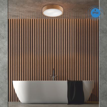 Iluminação de teto para casa de banho OAK 3xE27/15W/230V carvalho ø 37 cm IP54 - FSC certificado
