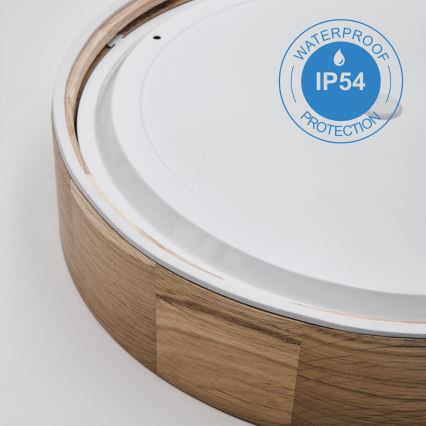 Iluminação de teto para casa de banho OAK 3xE27/15W/230V carvalho ø 37 cm IP54 - FSC certificado