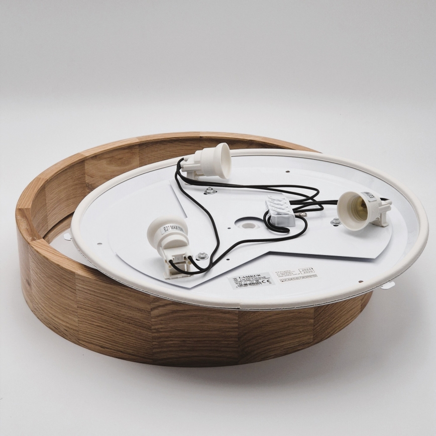Iluminação de teto para casa de banho OAK 3xE27/15W/230V carvalho ø 37 cm IP54 - FSC certificado