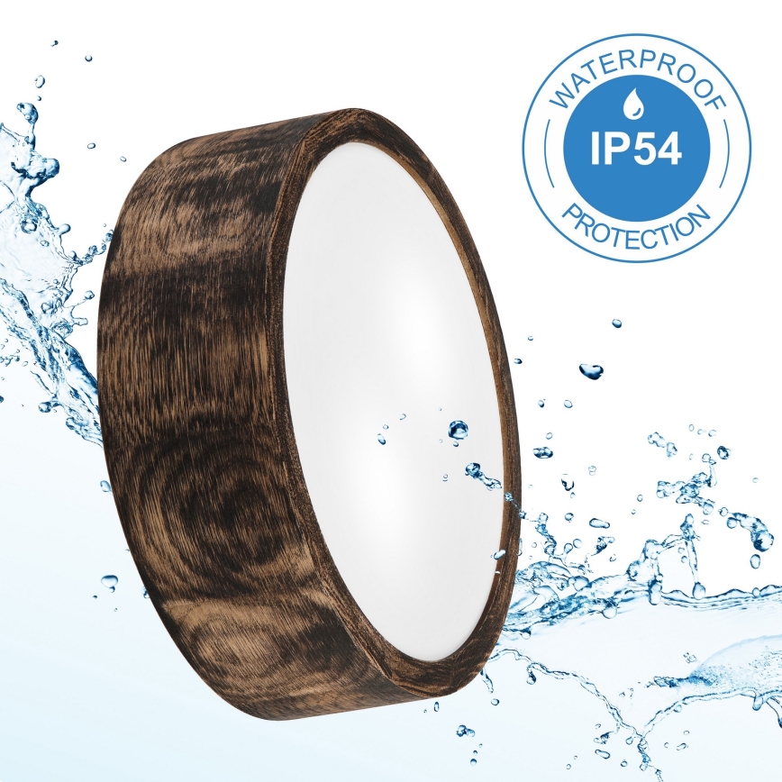Iluminação de teto para casa de banho OAK SMOKY 2xE27/15W/230V IP54 ø 27,5 cm carvalho/castanho