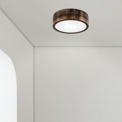 Iluminação de teto para casa de banho OAK SMOKY 2xE27/15W/230V IP54 ø 27,5 cm carvalho/castanho