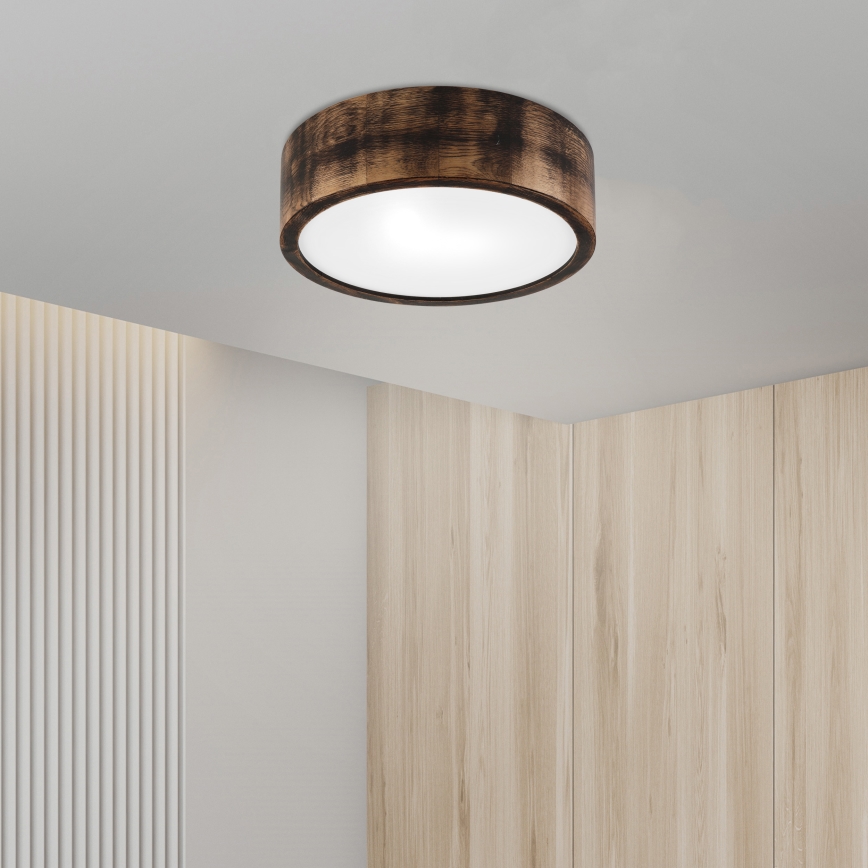 Iluminação de teto para casa de banho OAK SMOKY 2xE27/15W/230V IP54 ø 27,5 cm carvalho/castanho