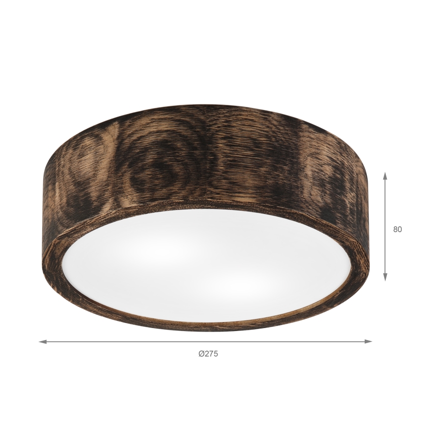 Iluminação de teto para casa de banho OAK SMOKY 2xE27/15W/230V IP54 ø 27,5 cm carvalho/castanho