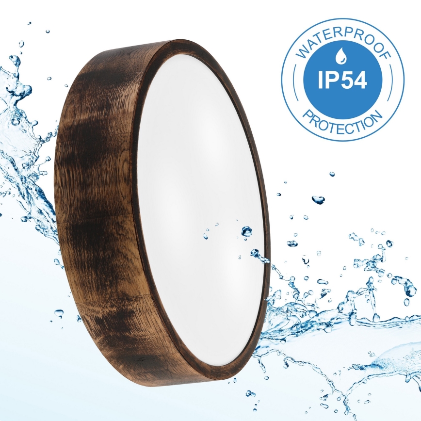Iluminação de teto para casa de banho OAK SMOKY 3xE27/15W/230V IP54 ø 37,5 cm carvalho/castanho