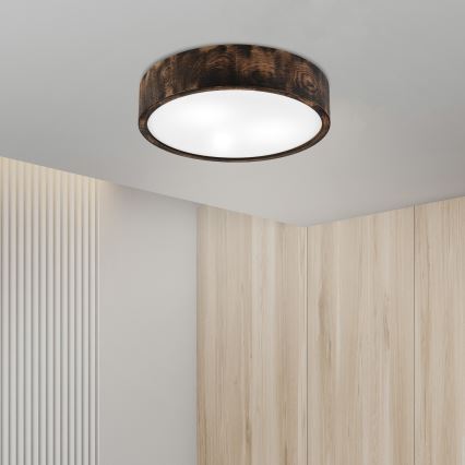 Iluminação de teto para casa de banho OAK SMOKY 3xE27/15W/230V IP54 ø 37,5 cm carvalho/castanho