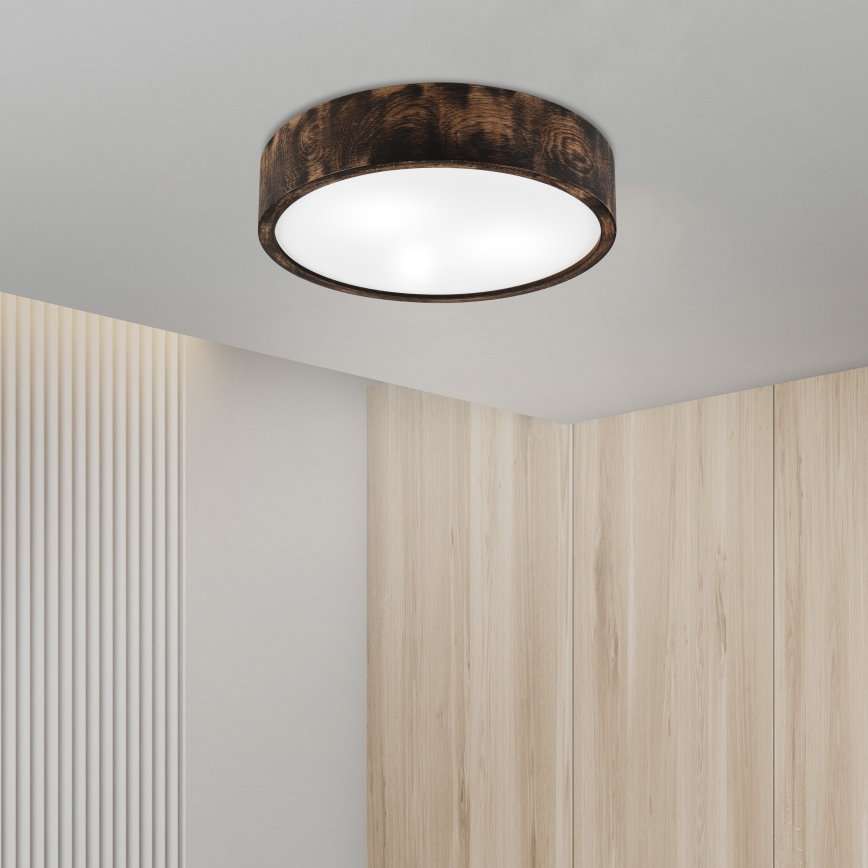 Iluminação de teto para casa de banho OAK SMOKY 3xE27/15W/230V IP54 ø 37,5 cm carvalho/castanho