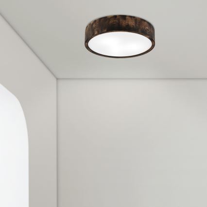 Iluminação de teto para casa de banho OAK SMOKY 3xE27/15W/230V IP54 ø 37,5 cm carvalho/castanho
