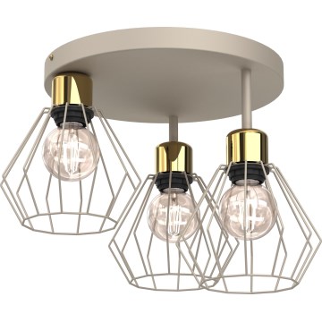 Iluminação de teto PARKLA 3xE27/15W/230V bege/dourado