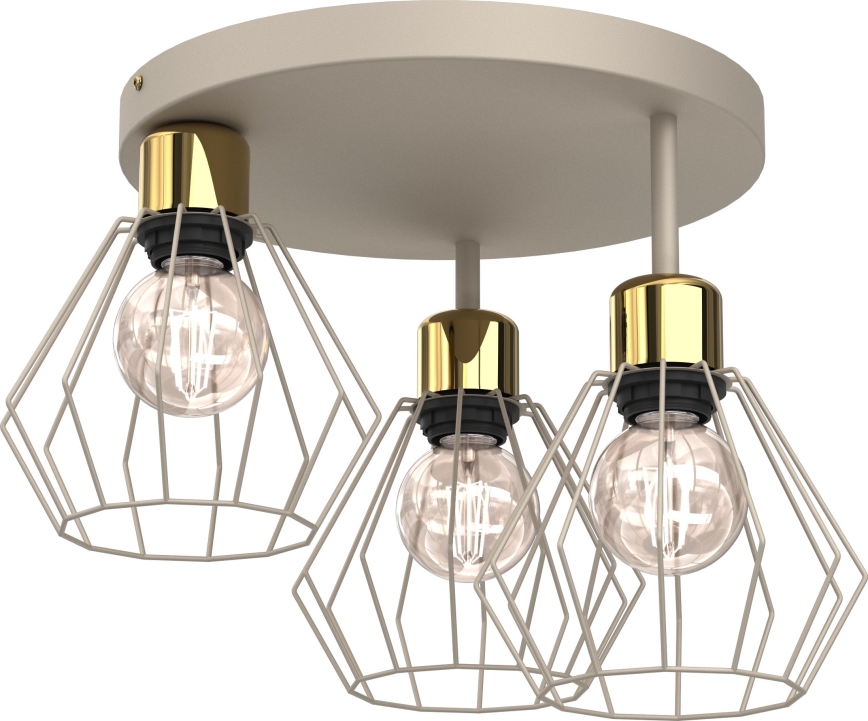 Iluminação de teto PARKLA 3xE27/15W/230V bege/dourado