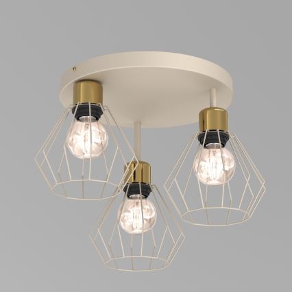 Iluminação de teto PARKLA 3xE27/15W/230V bege/dourado