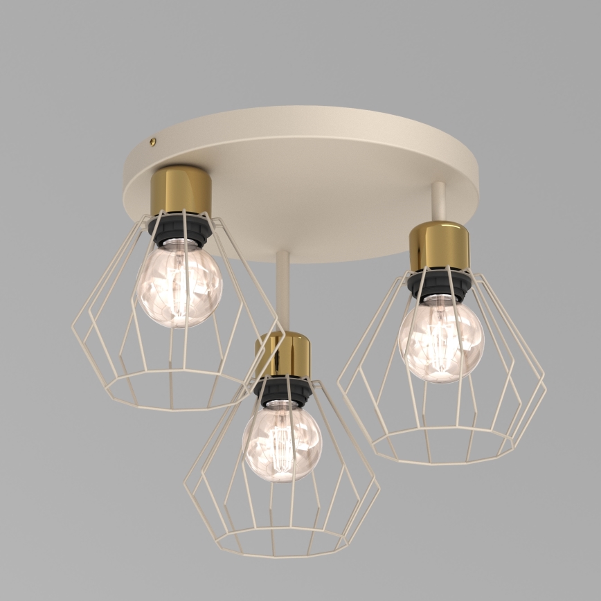 Iluminação de teto PARKLA 3xE27/15W/230V bege/dourado