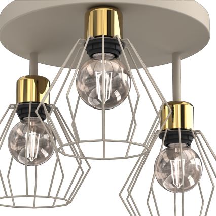 Iluminação de teto PARKLA 3xE27/15W/230V bege/dourado