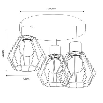 Iluminação de teto PARKLA 3xE27/15W/230V bege/dourado