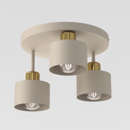 Iluminação de teto PARKLA 3xE27/15W/230V bege/dourado