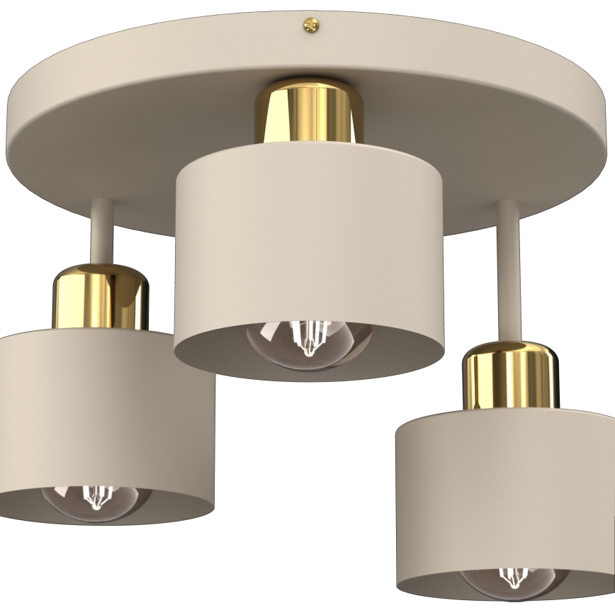 Iluminação de teto PARKLA 3xE27/15W/230V bege/dourado
