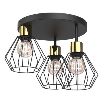 Iluminação de teto PARKLA 3xE27/15W/230V preto/dourado