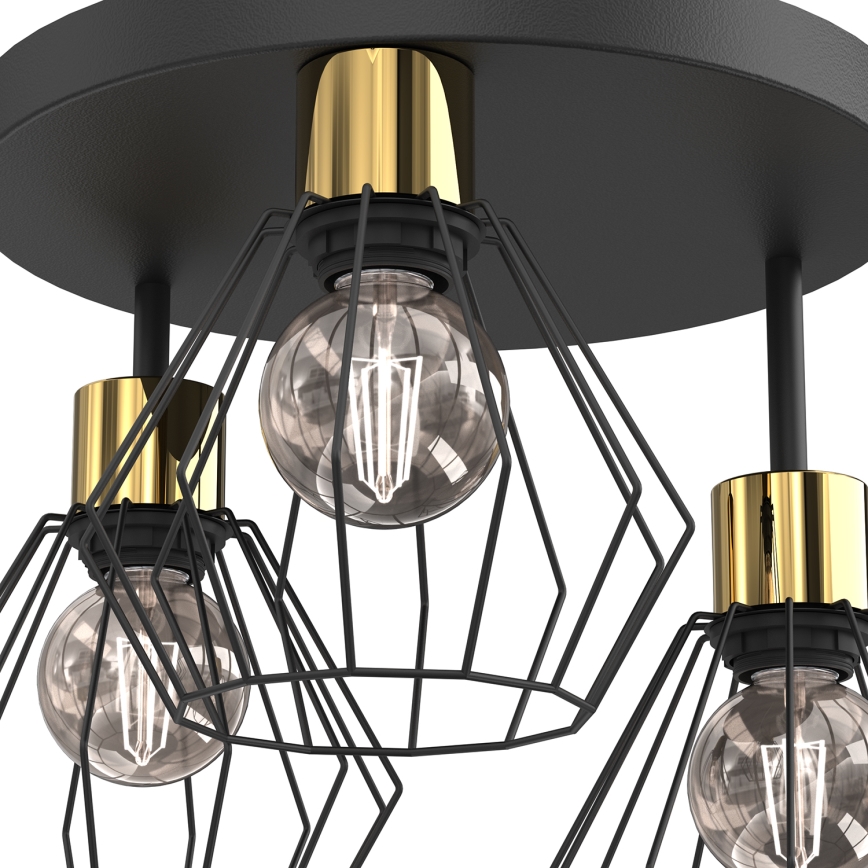 Iluminação de teto PARKLA 3xE27/15W/230V preto/dourado