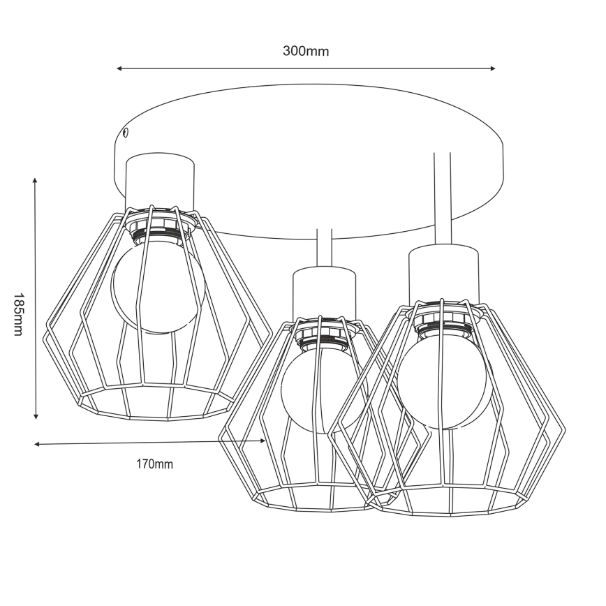 Iluminação de teto PARKLA 3xE27/15W/230V preto/dourado