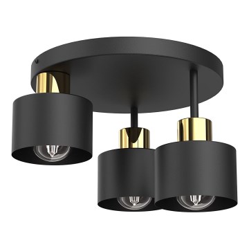 Iluminação de teto PARKLA 3xE27/15W/230V preto/dourado
